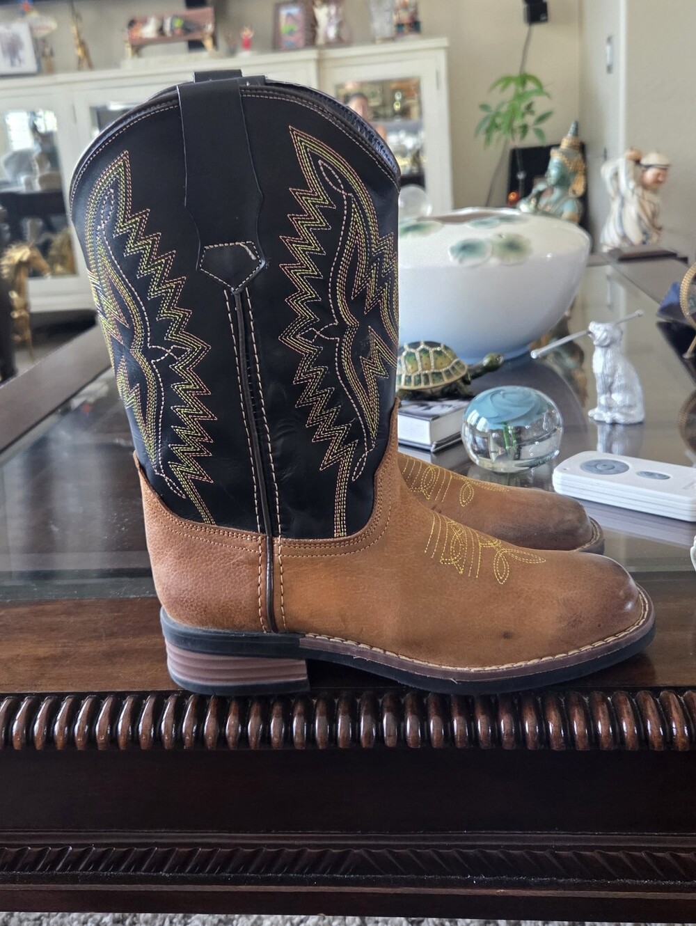 J.B. Dillon Two-Tone Brown and Black Kids Western Boots